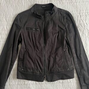 Express Gray Cotton Moto Jacket